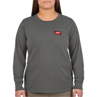 GRIDIRON Long Sleeve Pocket T-Shirt, Women's, X-Small, Grey Meunier Outillage Industriel