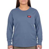 GRIDIRON Long Sleeve Pocket T-Shirt, Women's, X-Small, Blue Meunier Outillage Industriel