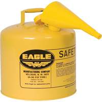 Safety Can for Diesel with Funnel, Type I, Galvanized Steel, 5 US gal., Yellow, FM Approved/UL/ULC Listed Meunier Outillage Industriel