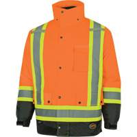 5056 Pioneer&reg; Yukon 7-in-1 Waterproof Winter Safety Parka, Polyester, Black/High Visibility Orange, X-Small Meunier Outillage Industriel