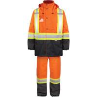 Ensemble de pluie haute visibilit&eacute; en tissu 150 deniers, Polyester, Petit, Orange haute visibilit&eacute; Meunier Outillage Industriel