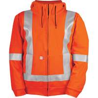 Chandail haute visibilit&eacute; &agrave; fermeture &eacute;clair sur le devant, r&eacute;sistant au vent, avec capuchon amovible, Hommes, Petit, Orange haute visibilit&eacute;, 27,7 cal/cm² Meunier Outillage Industriel