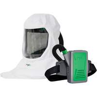 Respirateur T-Link avec casquette, tube de respiration, montage &agrave; la ceinture & APR motoris&eacute; PX5, Cagoule ample & visi&egrave;re, Pile Lithium-ion Meunier Outillage Industriel
