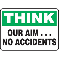 Enseigne  Our Aim… No Accidents , 7" x 10", Aluminium, Anglais Meunier Outillage Industriel