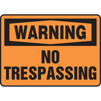 "No Trespassing" Sign, 10" x 14", Vinyl, English ST281 | Meunier Outillage Industriel