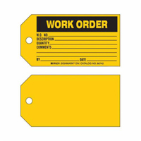 "Work Order" Tag, Paper, 5-3/4" W x 3" H, English Meunier Outillage Industriel