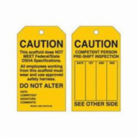 Scaffold Safety Tags, Polyester, 4" W x 7" H, English SX426 | Meunier Outillage Industriel