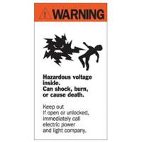 "Warning Hazardous Voltage" Sign, 8" x 4-1/2", Acrylic, English with Pictogram SY226 | Meunier Outillage Industriel