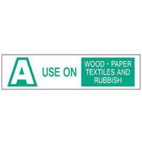 "A Use on Wood Paper Textiles and Rubbish" Labels, 6" L x 1-1/2" W, Green on White Meunier Outillage Industriel