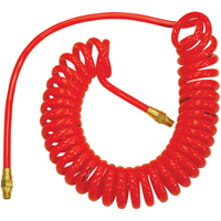 Flexcoil Self-Storing Polyurethane Air Hoses With Fittings, Air, 1/4" ID x 15' L, Polyurethane, 140 PSI at 23 °C Meunier Outillage Industriel