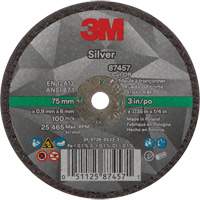 Silver Cut-Off Wheel, 3" x 0.04", 1/4"-28 Arbor, Type 1, Ceramic, 25645 RPM Meunier Outillage Industriel