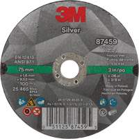 Silver Cut-Off Wheel, 3" x 0.06", 3/8"-24 Arbor, Type 1, Ceramic, 25645 RPM Meunier Outillage Industriel