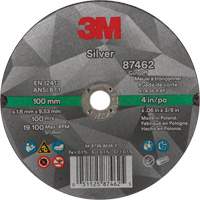Silver Cut-Off Wheel, 4" x 0.06", 3/8"-24 Arbor, Type 1, Ceramic, 19100 RPM Meunier Outillage Industriel