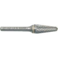 L4-D JET-KUT&reg; Taper Shape Burr with Radius End, 1/4" Dia., 1/4" Shank, 1-1/8" Depth of Cut Meunier Outillage Industriel