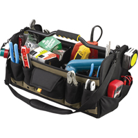 Open Top 20" Soft Side Tool Boxes, Polyester, 27 Pockets, Black Meunier Outillage Industriel