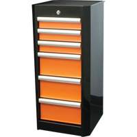 Coffre &agrave; outils lat&eacute;ral, 6 tiroirs, 16" la x 18" p x 34" h, Noir/Orange Meunier Outillage Industriel
