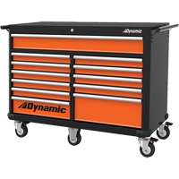 Roller Cabinet, 12 Drawers, 53" W x 24" D x 41" H, Black/Orange TER180 | Meunier Outillage Industriel
