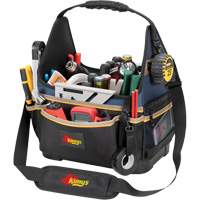 Molded Base Electrical/HVAC Tool Carrier, Ballistic Polyester, 20 Pockets, Black/Blue Meunier Outillage Industriel