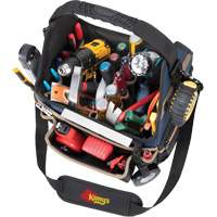 Molded Base Electrical/HVAC Tool Carrier, Ballistic Polyester, 20 Pockets, Black/Blue Meunier Outillage Industriel