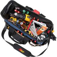 Molded Base Big-Mouth Tote Tool Bag, Ballistic Polyester, 23 Pockets, Black/Blue Meunier Outillage Industriel