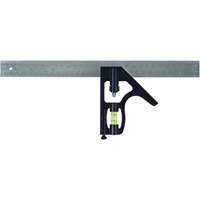 English/Metric Combination Square, 12" L, 1/16" Graduations, Steel, Chrome Plated Meunier Outillage Industriel
