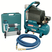 Air Compressor and Brad Nailer Kit, Electric, 2.6 Gal. (3.1 US Gal), 130 PSI, 120/1 V Meunier Outillage Industriel