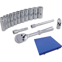 Jeu de douilles et accessoires, 15 Mcx, Prise de 3/8", Profond Meunier Outillage Industriel