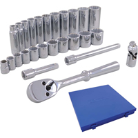 Jeu de douilles m&eacute;triques et accessoires, 26 Mcx, Prise de 3/8", Profond Meunier Outillage Industriel