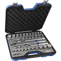Jeu de douilles SAE et m&eacute;triques & accessoires, 38 Mcx, Prise de 1/2" Meunier Outillage Industriel