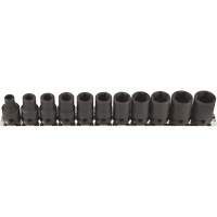 Jeu de douilles &agrave; paroi mince, 11 Mcx, Chocs, Prise de 3/8" Meunier Outillage Industriel