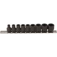 Jeu de douilles &agrave; paroi mince, 9 Mcx, Chocs, Prise de 3/8" Meunier Outillage Industriel