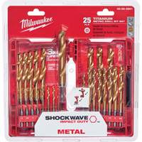 Shockwave Red Helix Metric Drill Bit Set, 25 Pieces, Titanium Meunier Outillage Industriel