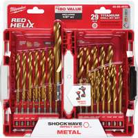 Shockwave Red Helix Drill Bit Set, 29 Pieces, Titanium Meunier Outillage Industriel