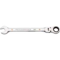 90-Tooth Flex Head Ratcheting Combination Wrench, 12 Point, 15 mm, Chrome Finish UAV544 | Meunier Outillage Industriel