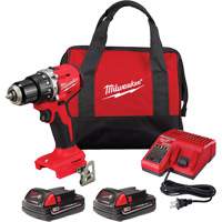 M18™ Compact Brushless Hammer Drill/Driver Kit, Lithium-Ion, 18 V, 1/2" Chuck, 550 in-lbs Torque UAW908 | Meunier Outillage Industriel