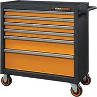 Armoire roulante pour outils s&eacute;rie GSX, 6 tiroirs, 36" la x 18-1/5" p x 37-2/5" h, Noir/Orange Meunier Outillage Industriel