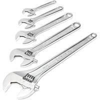 Chrome Wrench Set, Adjustable, 5 Pieces, Imperial and Metric Meunier Outillage Industriel