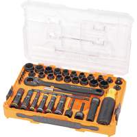 Jeu complet de douilles &agrave; chocs ouvertes & basculantes KNECT, 39 Mcx, Chocs Meunier Outillage Industriel