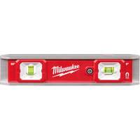 Niveau torpille &eacute;quip&eacute;e de fioles lumineuses, 9" lo, Aluminium, 2 fioles, Magn&eacute;tique Meunier Outillage Industriel