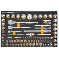 1/4", 3/8" & 1/2" 90-Tooth SAE/Metric Mechanics Tool Set with Foam Storage Tray Meunier Outillage Industriel