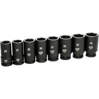 6 Point SAE Socket Set, 8 Pcs, Impact, 3/4" Drive Size, Deep Meunier Outillage Industriel