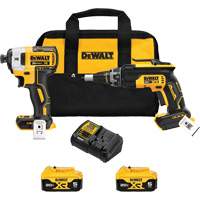 MAX Brushless Cordless Drywall Screw Gun & Impact Driver Kit, 20 V Meunier Outillage Industriel