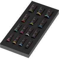 Insert en mousse pour jeu de douilles profondes Impaktor 1 Zyklop B, 15 Mcx, Chocs, Prise de 3/8", Profond Meunier Outillage Industriel