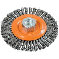 Stringer Bead Knotted Wire Brush, 4-1/2" Dia., 0.02" Fill, 5/8"-11 Arbor, Steel UE919 | Meunier Outillage Industriel