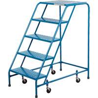 Rolling Step Ladder with Locking Step, 5 Steps, 18" Step Width, 46" Platform Height, Steel VC134 | Meunier Outillage Industriel