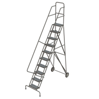 Steel Rolling Ladder, 10 Steps, 16" Step Width, 100" Platform Height, Steel Meunier Outillage Industriel