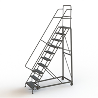 Heavy Duty Rolling Ladder, 10 Steps, 24" Step Width, 100" Platform Height, Steel Meunier Outillage Industriel
