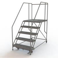 Mobile Work Platform, Steel, 5 Steps, 50" H, 36" D, 36" Step, Serrated VC599 | Meunier Outillage Industriel