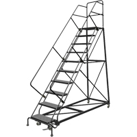 Safety Slope Rolling Ladder, 9 Steps, Perforated, 50° Incline, 90" High Meunier Outillage Industriel