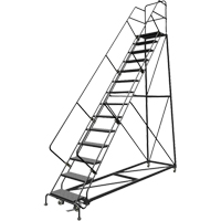 Safety Slope Rolling Ladder, 14 Steps, Perforated, 50° Incline, 140" High Meunier Outillage Industriel